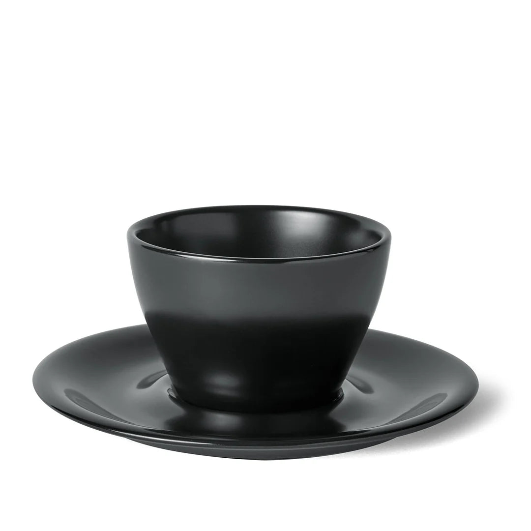 Meno Single Cappuccino Cup & Saucer, Matte Black (150ml)